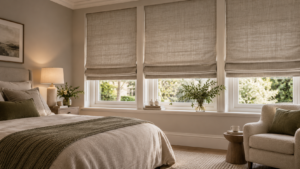 Roman blinds bedroom interior