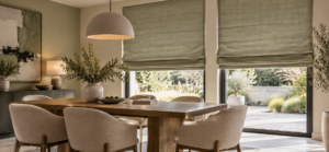 Roman blinds dining room interior